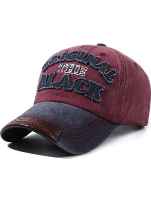 Valkyrie Original The Black Nakışlı Unisex Beyzbol Şapkası Vintage Eskitme Pamuk Ayarlanır Bordo