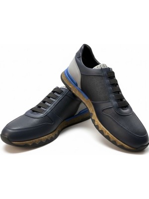 Zueofficial Hakiki Deri Erkek Günlük Sneaker Ayakkabı Rahat Hafif  Lacivert Casual Spor Ayakkabı