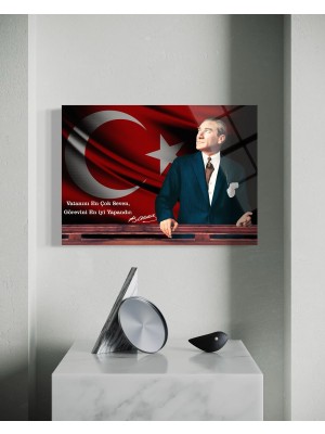Baskı Perisi Atatürk Cam Tablo 136