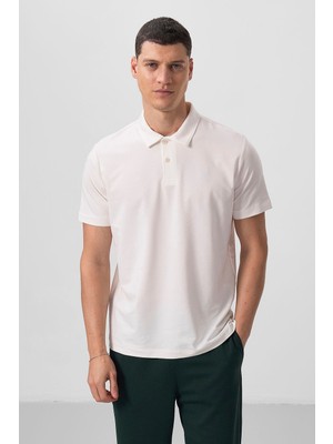 Tommy Life Ekru Standart Kalıp Basic Polo Yaka Erkek T-Shirt - 87768
