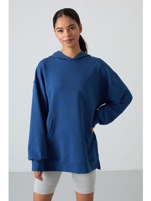 Tommy Life Parlament Balon Kol Yazı Nakışlı Kadın Oversize Tunik Sweatshirt - 97163