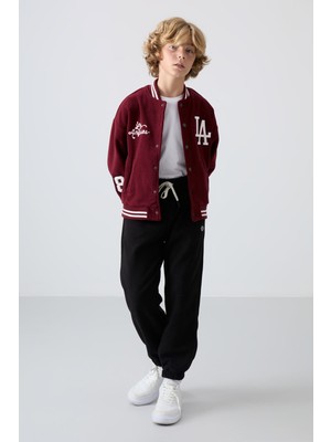 Tommy Life Siyah Kalın Yumuşak Dokulu Standart Fit Nakışlı Polar Erkek Çocuk Eşofman Alt - 11220