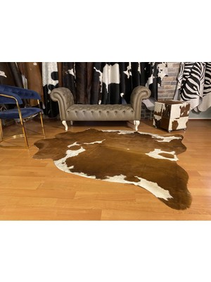 Fiesta Leather Art Hakiki Deri Dana Postu - Kahve Beyaz - 180 x 205 - 2260801000101