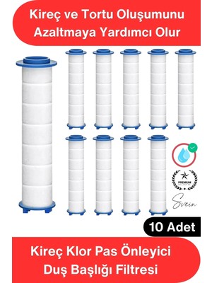 Svein #filtre 10 Adet Duş Başlığı Filtresi Kireç Klor Pas Önleyici Yedek Filtre Seti Pamuk Su Arıtma Kartuşu Standart Uyum Banyo Su Temizleyici Tortu Partikül Giderici Saç Cilt Koruma Filtre Kartuş