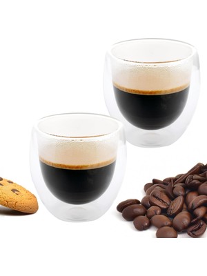 Belirtilmemiş Orret Home 2 Adet Çift Cidarlı Iki Katmanlı Borosilikat Cam Bardak, Yalıtımlı Cappuccino Latte Kahv