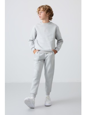 Tommy Life Taş Pamuklu Kalın İçi Tüylü Yumuşak Dokulu Standart Fit Nakışlı Erkek Çocuk Eşofman Takım - 11249