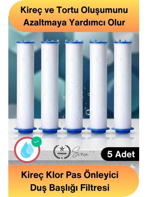Svein #filtre 5 Adet Duş Başlığı Filtresi Kireç Klor Pas Önleyici Yedek Filtre Seti Pamuk Su Arıtma Kartuşu Standart Uyum Banyo Su Temizleyici Tortu Partikül Giderici Saç Cilt Koruma Filtre Kartuş