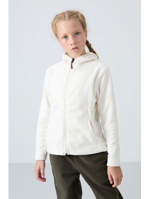 Tommy Life Ekru Kalın Yumuşak Dokulu Standart Fit Nakışlı Polar Kız Çocuk Sweatshirt - 75152