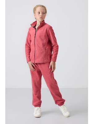 Tommy Life Yaban Gülü Kalın Yumuşak Dokulu Standart Fit Nakışlı Polar Kız Çocuk Eşofman Alt - 75155