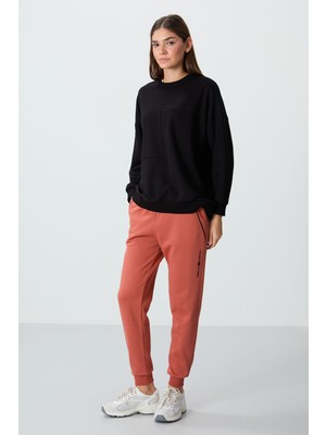 Tommy Life Kiremit Kompakt Pamuklu Kalın Pürüzsüz Dokulu Standart Fit Kadın Eşofman Altı - 94660