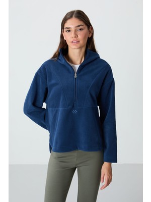 Tommy Life Parlament Kalın Yumuşak Dokulu Kapüşonlu Oversize Nakışlı Polar Kadın Sweatshirt -97286