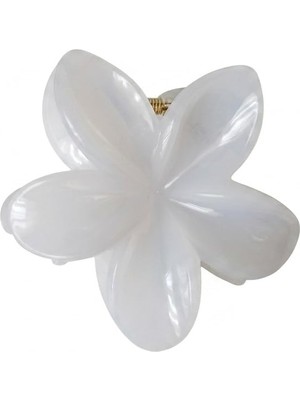 1001 Saç Tokası – Büyük Boy 8 Cm, Tekli Saç Tokası, Lotus Çiçeği Tasarımı (Beyaz)