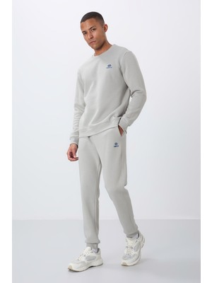 Tommy Life Taş Pamuklu Kalın İçi Tüylü Yumuşak Dokulu Comfort Fit Nakışlı Erkek Eşofman Takım -85265