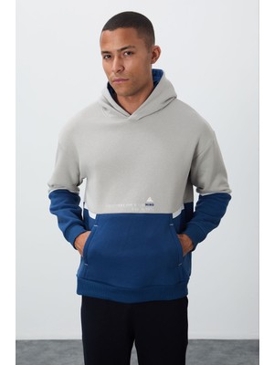 Tommy Life Taş Pamuklu Kalın İçi Tüylü Yumuşak Dokulu Comfort Fit Nakışlı Erkek Sweatshirt - 88417