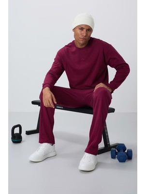 Tommy Life Erguvan Kompakt Pamuklu Kalın Pürüzsüz Dokulu O Yaka Comfort Fit Erkek Eşofman Takım -85263
