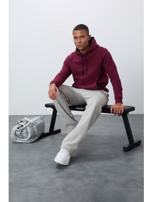 Tommy Life Erguvan Pamuklu Kalın İçi Tüylü Yumuşak Dokulu Comfort Fit Nakışlı Erkek Sweatshirt - 88419