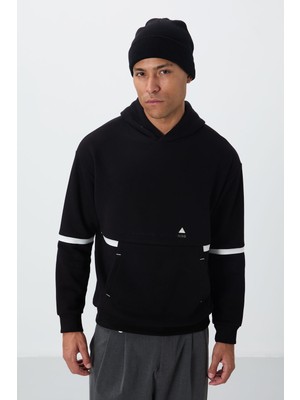 Tommy Life Siyah Pamuklu Kalın İçi Tüylü Yumuşak Dokulu Comfort Fit Nakışlı Erkek Sweatshirt - 88417