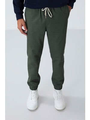 Air Jones Haki Yüzeyi Dokulu Standart Fit Erkek Eşofman Alt - 82156