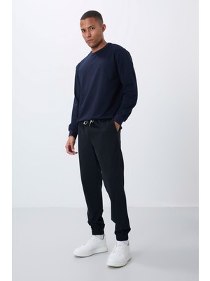 Air Jones İndigo Yüzeyi Dokulu Standart Fit Erkek Eşofman Alt - 82156