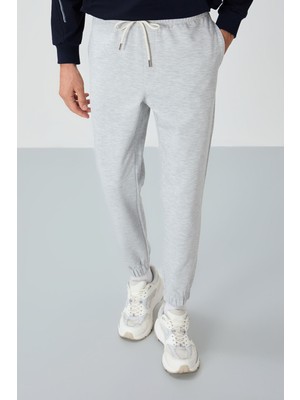 Air Jones Gri Yüzeyi Dokulu Standart Fit Erkek Eşofman Alt - 82156