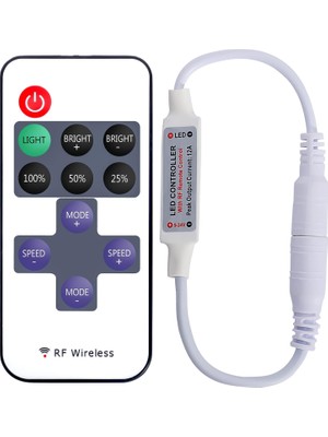 1001 12 Amper Kumandalı Şerit LED Dimmer Kontrol Cihazı Kumanda - Parlaklık Seviyesi Ayarı Yapılabi
