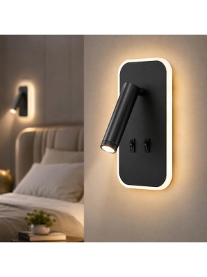 1001 Siyah LED Duvar Apliği | 13W | 3200K Gün Işığı | Çift Anahtarlı – Çift Kademe Yanma | 930