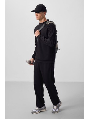 Tommy Life Siyah Yüzeyi Dokulu Oversize Erkek Eşofman Takım - 85275