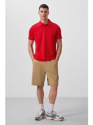 Tommy Life Koyu Bej Standart Fit Dokuma Hafif Esnek Chino Erkek Şort - 81290
