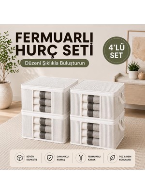 1001 4 Adet Lüks Pencereli Çok Amaçlı Dolap Düzenleyici Hurç Çorap Hurcu 34 x 22 x 22 cm (Beyaz)