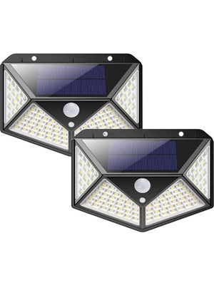 1001 Lamba 100 LED Pır Hareket Sensörlü Dış Duvar Lambası IP65 Bahçe Teras - 2 Adet