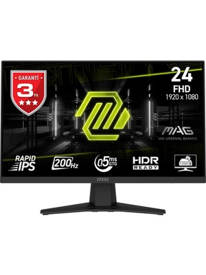 1001 23.8 Mag 244F, Gaming Monitör, Fhd, 16:09 Flat, Rapid Ips, 200HZ, 1ms, Freesync Premium