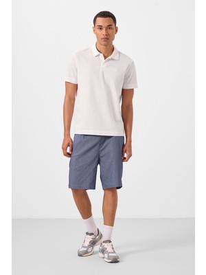Tommy Life Kot Lacivert Standart Fit Dokuma Hafif Esnek Chino Erkek Şort - 81292