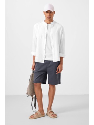 Tommy Life Gri Standart Fit Dokuma Hafif Esnek Chino Erkek Şort - 81291