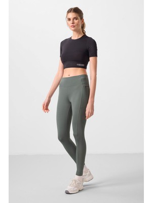 Haki Esnek Standart Fit Performans Kadın Tayt - 94667