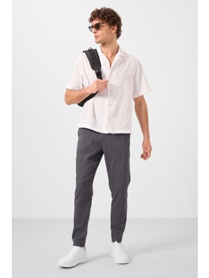 Antrasit Standart Fit Dokuma Hafif Esnek Chino Erkek Pantolon - 82177