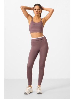 Gül Kurusu Esnek Standart Fit Performans Kadın Tayt Takım - 95333