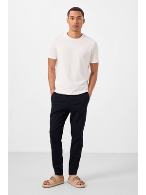 Lacivert Standart Fit Dokuma Hafif Esnek Chino Erkek Pantolon - 82180