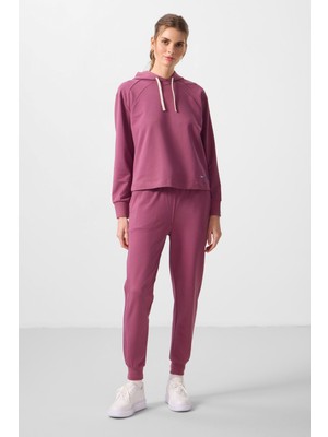 Tommy Life Soft Vişne Kapüşonlu Oversize Kadın Eşofman Takım - 95336