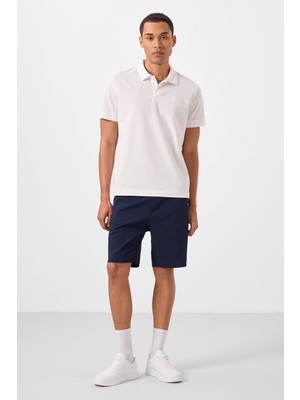 Tommy Life Lacivert Standart Fit Dokuma Hafif Esnek Chino Erkek Şort - 81293