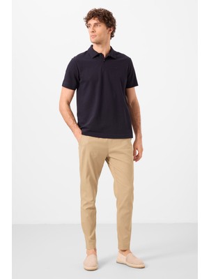 Koyu Bej Standart Fit Dokuma Hafif Esnek Chino Erkek Pantolon - 82177