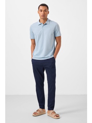 Lacivert Standart Fit Dokuma Hafif Esnek Chino Erkek Pantolon - 82177