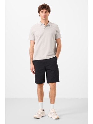 Tommy Life Siyah Standart Fit Dokuma Hafif Esnek Chino Erkek Şort - 81291