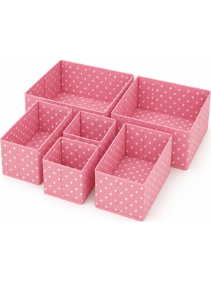 1001 6'lı Kumaş Çekmece Içi Düzenleyici Organizer Seti (Pembe)