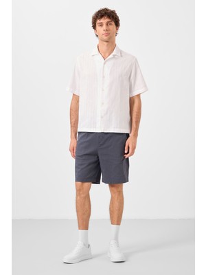 Tommy Life Gri Standart Fit Dokuma Hafif Esnek Chino Erkek Şort - 81293