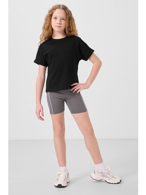 Koyu Gri Esnek Standart Fit Basic Performans Kız Çocuk Tayt - 75189