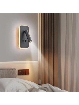 Empressco Dekoratif Yatak Başı Okuma Lambası 12 Watt Gün Işığı Çift Kademeli Baş Ucu Kitap Okuma Lambası