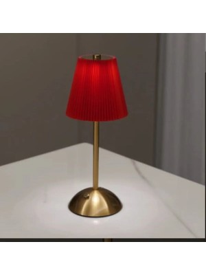 Empressco Luna Plise Gold Abajur Şarj Edilebilir Kırmızı
