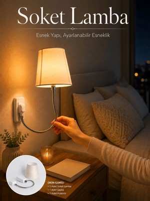 Northcity Soket Lamba Yatak Başı Işığı - Ayarlanabilir Boyunlu ve Dekoratif Işık Kaynağı