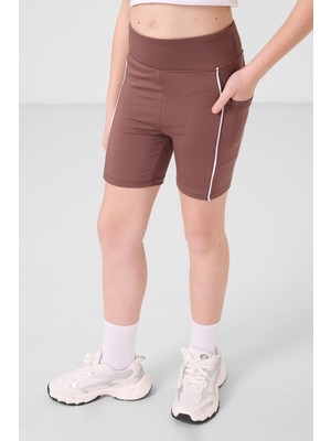 Kahverengi Esnek Standart Fit Basic Performans Kız Çocuk Tayt - 75189