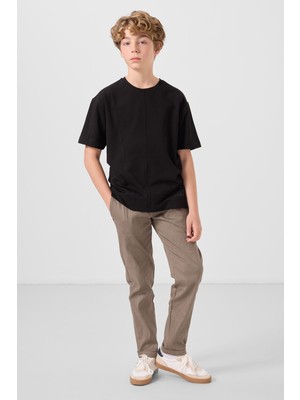 Camel Standart Fit Dokuma Hafif Esnek Chino Erkek Çocuk Pantolon - 11272